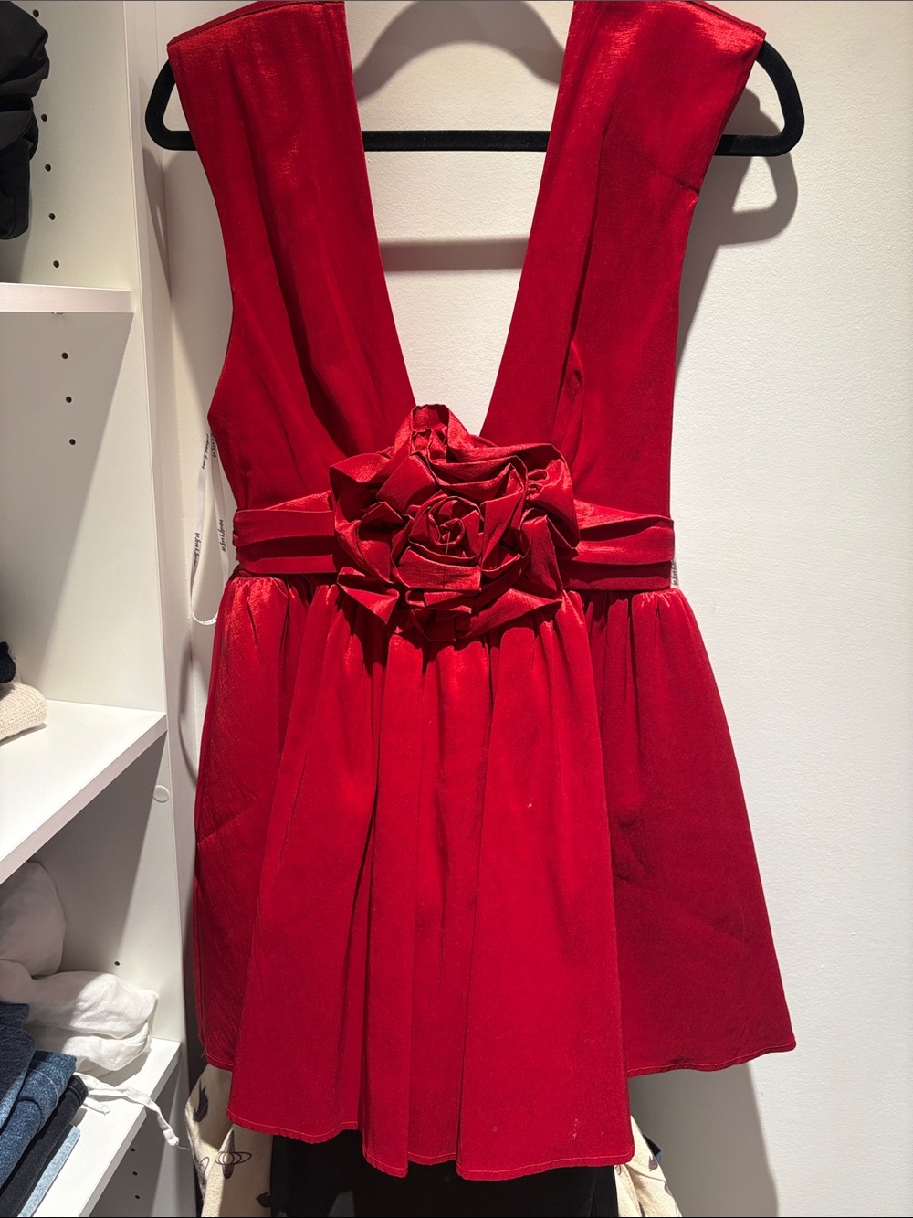For Love & Lemons Red Rose-Embellished Cocktail Dress